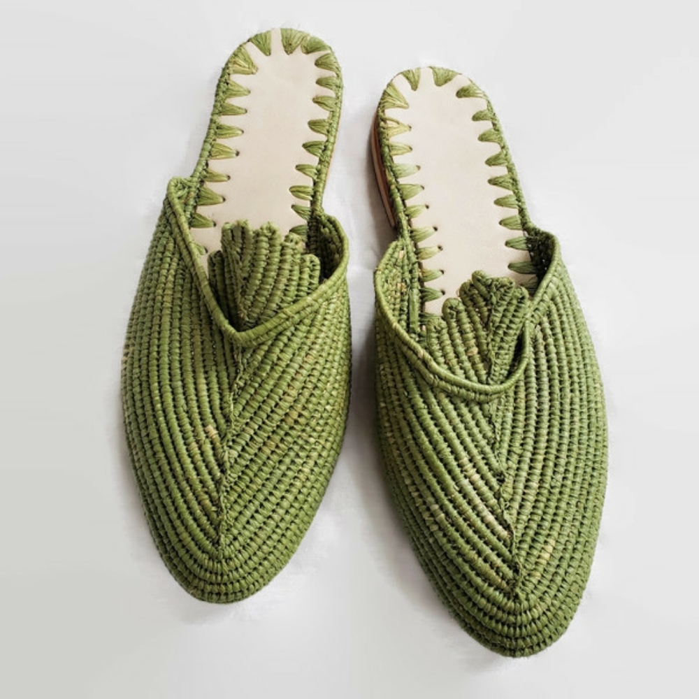 SOLD Slides Made in Morocco - lime green
